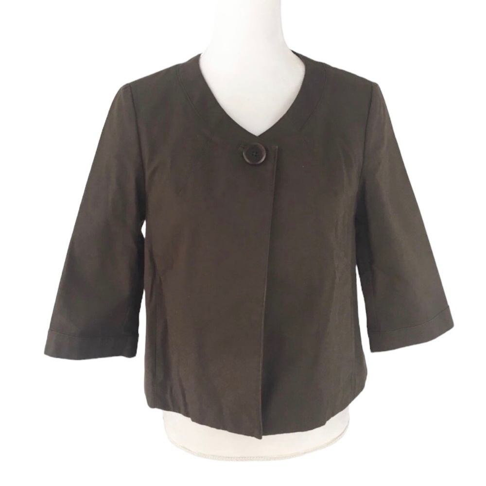 Talbots brown stretch crop swing blazer jacket autumn fall chocolate 8
